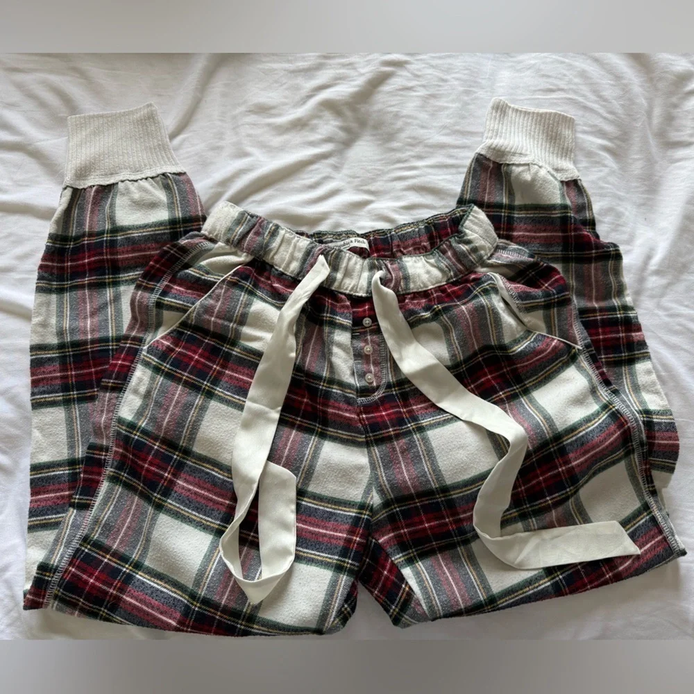 A&F Burgundy Sweater and Plaid Pajama Pants Set